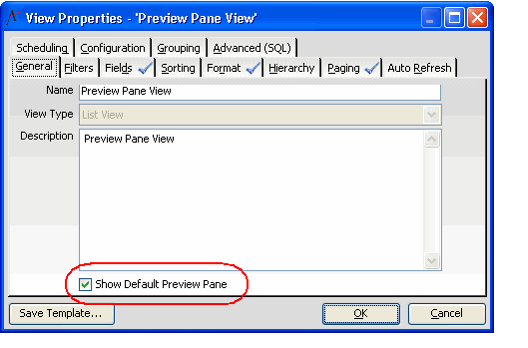Show Default Preview Pane Option