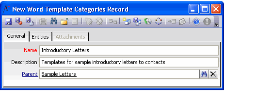 Word Template Categories Record