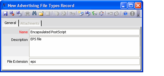 Sample Advertising File Types Record