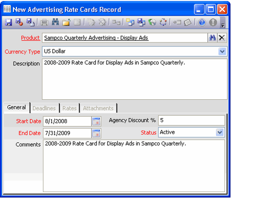Sample Advertising Rate Cards Record