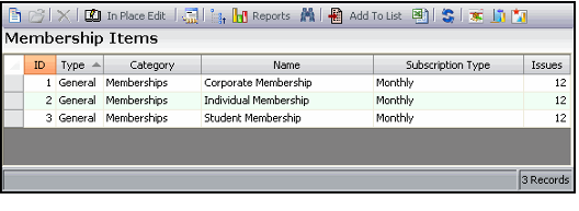 Membership Items View