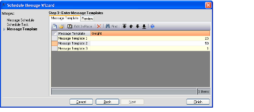 Select Message Template Step