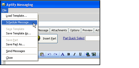 Selecting the Scheduled Message Option