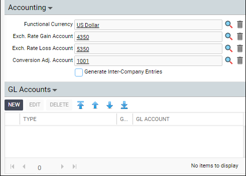 Organization form - Accounting tab