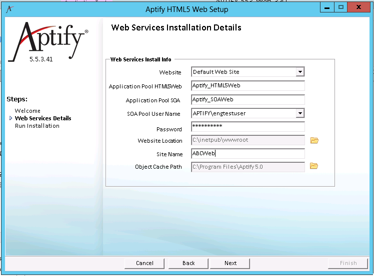 Web Services Installation Details