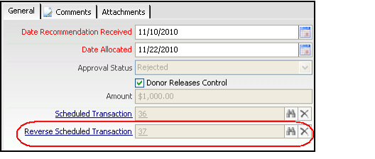 Donor Advised Fund Allocation with Reversal Scheduled Transaction
