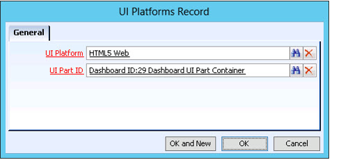 Dashboard's UI Platforms Sub-type Record