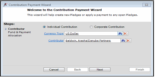Specify -Contribution Information for an Individual Contribution