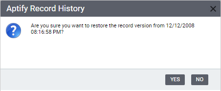 Confirmation Prompt to Restore Previous Record