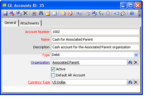 Associated Parent GL Account