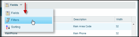 Select Filters from Drop-down