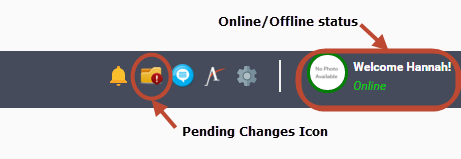 Aptify 5.5.4 Web Interface Pending Changes and Online Icons