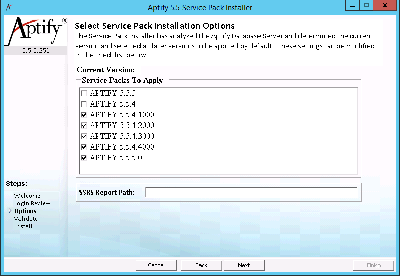 Selecting Service Packs to Apply