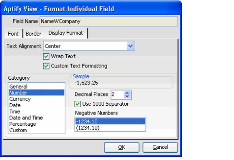 Custom Text Format Categories
