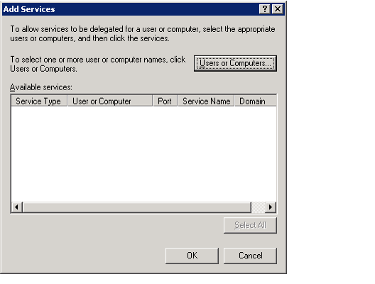 Add Services Dialog