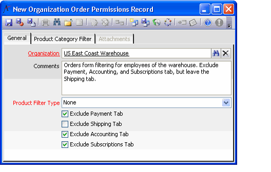 Organization Order Permissions Form