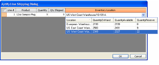 Specifying an Inventory Location