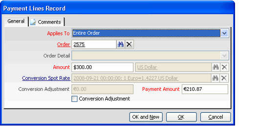 Payment Line When -Payment in Different Currency from Order