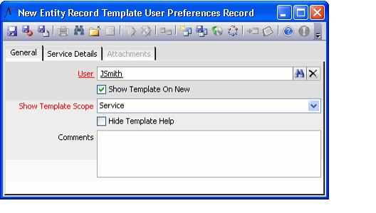 User Preferences Record