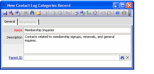 Contact Log Categories Record