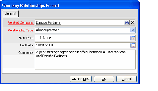 Company Relationships Record
