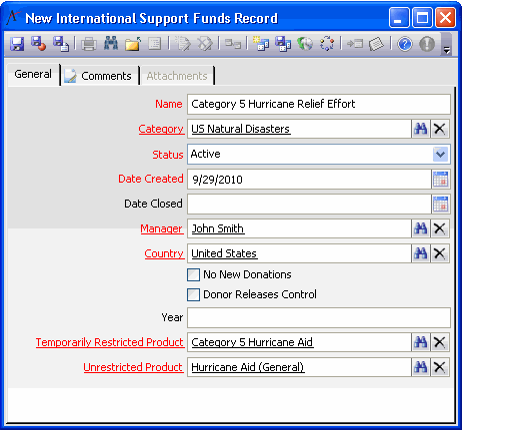 International Support Funds Record