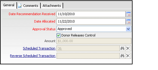 Donor Advised Fund -Allocation with Generated Scheduled Transaction