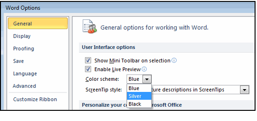 Office 2010 Options