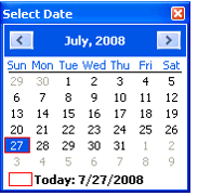 Select Date Window