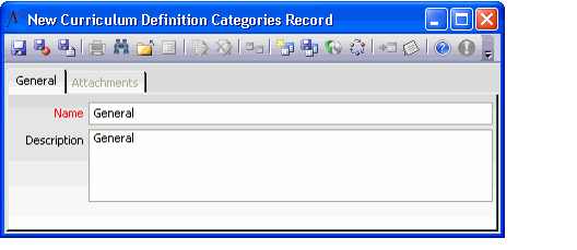 Curriculum Definition -Categories Record