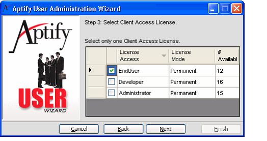 Selecting Client Access License