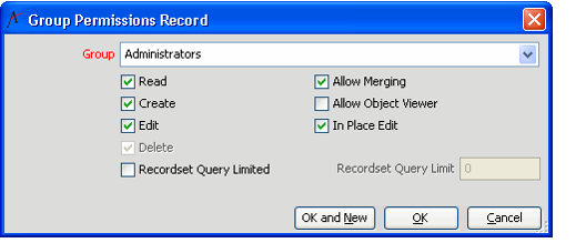 Group Permissions Record