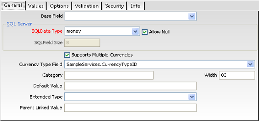 Configure -Currency -Information for Money Fields