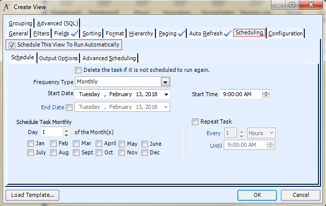 View Scheduling Tab