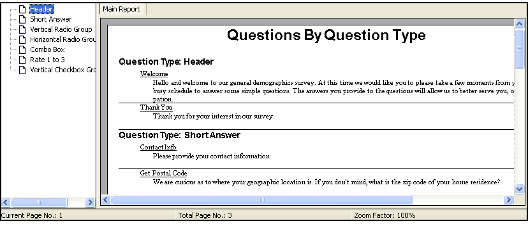 Questions by Question Type Report
