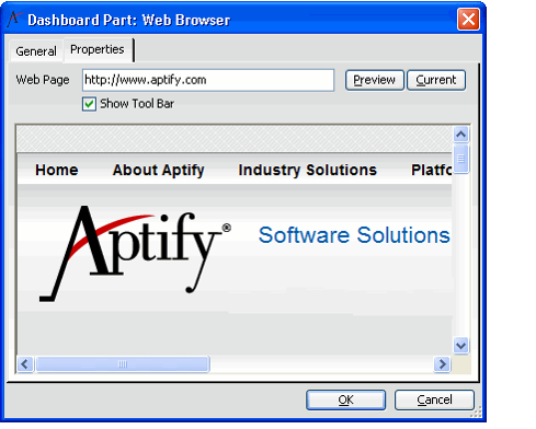 Web Browser Properties Tab