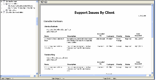 Support Issue By Client Report