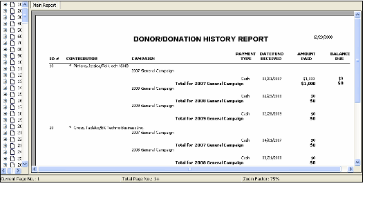 Donor Donation History Report