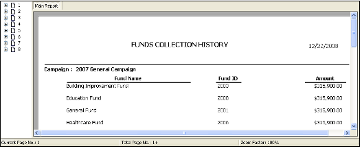 Funds Collection History Report