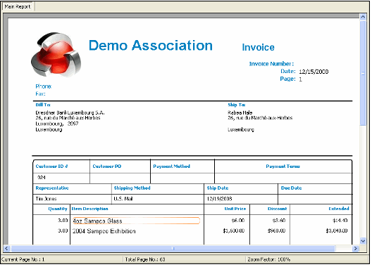 Invoice Report for Crystal Reports