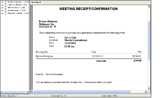 Meeting Order Confirmation Report
