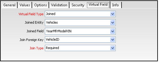 Virtual Field Settings for Vehicle Virtual Field